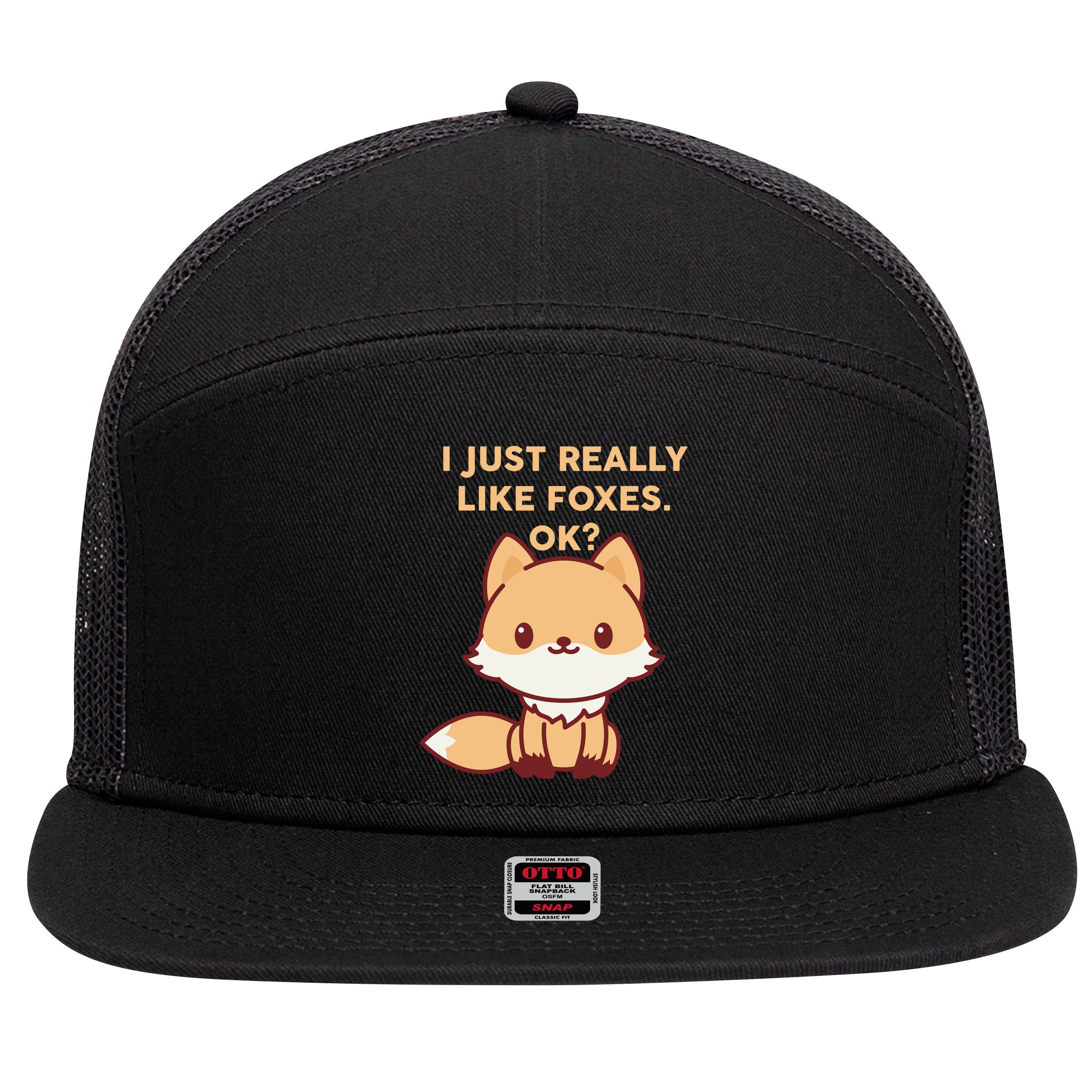 I Just Really Like Foxes OK 7 Panel Mesh Trucker Snapback Hat