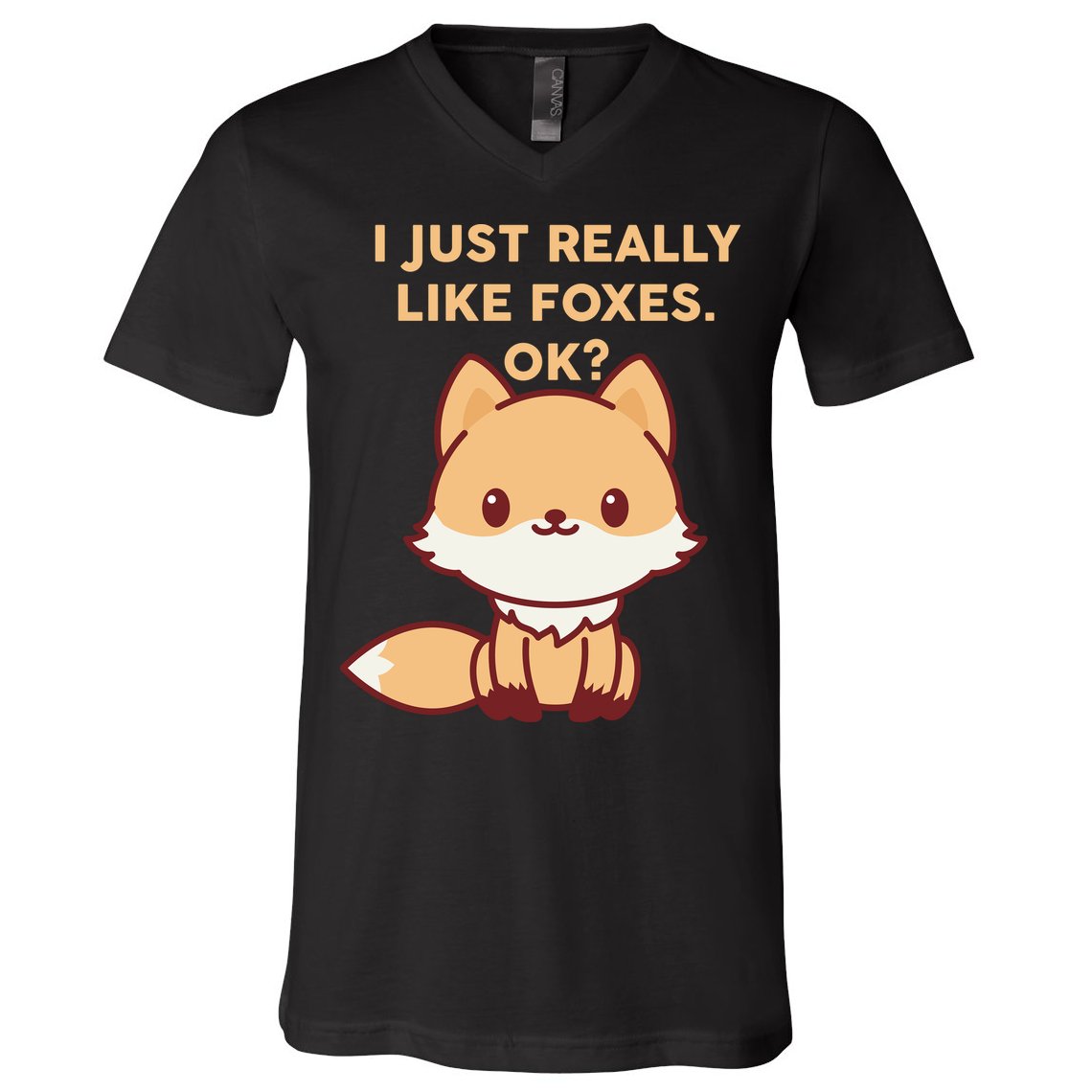 I Just Really Like Foxes OK V-Neck T-Shirt