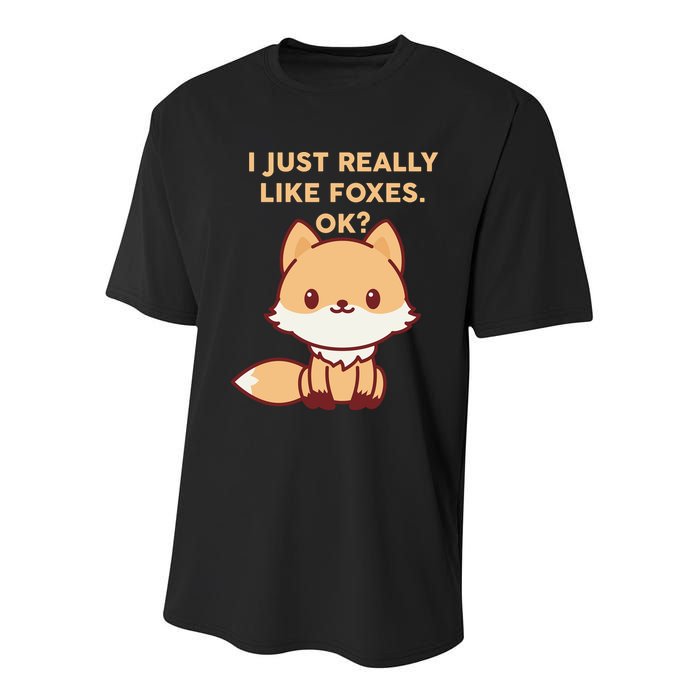 I Just Really Like Foxes OK Youth Performance Sprint T-Shirt