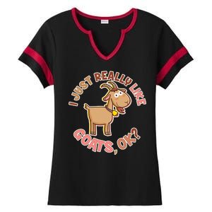 I Just Really Like Goats Ok? Ladies Halftime Notch Neck Tee