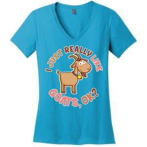 I Just Really Like Goats Ok? Women's V-Neck T-Shirt