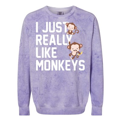 I Just Really Like Monkeys Colorblast Crewneck Sweatshirt