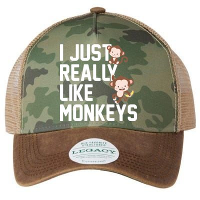 I Just Really Like Monkeys Legacy Tie Dye Trucker Hat