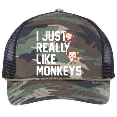 I Just Really Like Monkeys Retro Rope Trucker Hat Cap