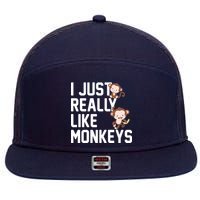 I Just Really Like Monkeys 7 Panel Mesh Trucker Snapback Hat