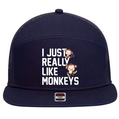 I Just Really Like Monkeys 7 Panel Mesh Trucker Snapback Hat