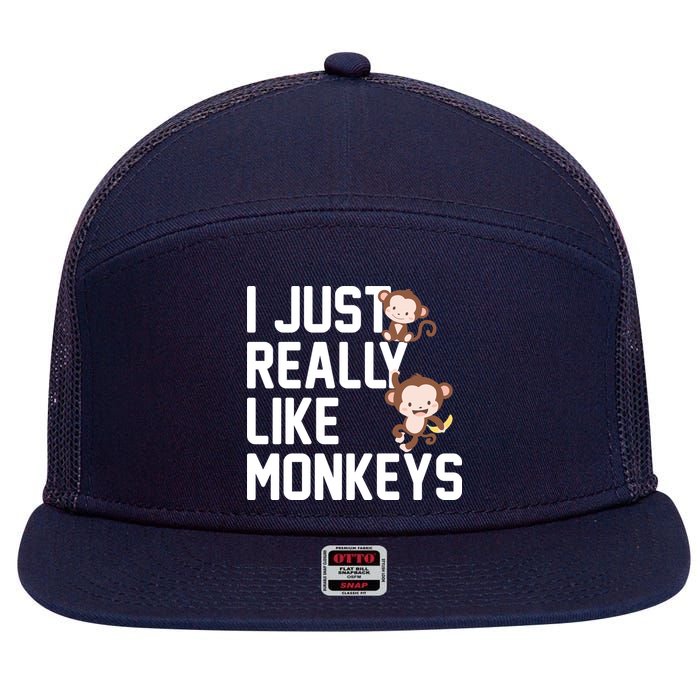 I Just Really Like Monkeys 7 Panel Mesh Trucker Snapback Hat