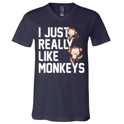 I Just Really Like Monkeys V-Neck T-Shirt