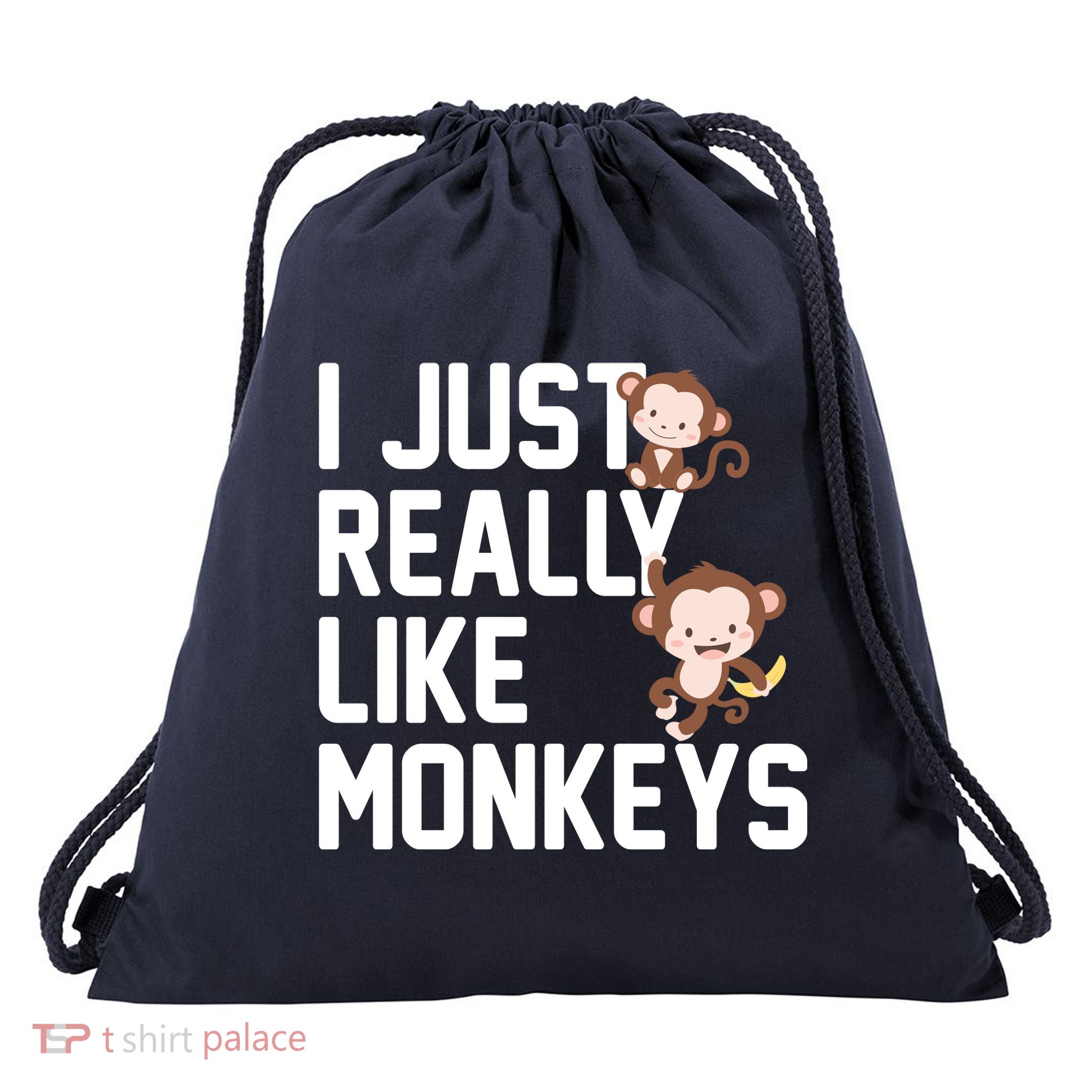 I Just Really Like Monkeys Drawstring Bag