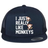 I Just Really Like Monkeys Flat Bill Trucker Hat