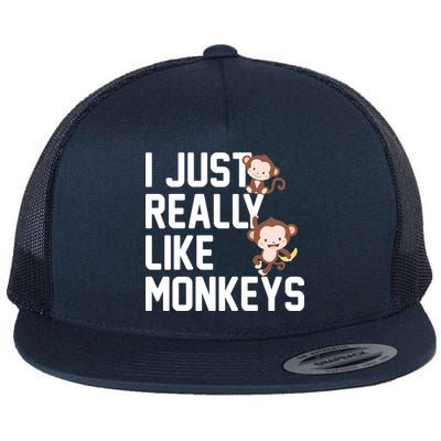 I Just Really Like Monkeys Flat Bill Trucker Hat