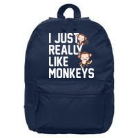 I Just Really Like Monkeys 16 in Basic Backpack