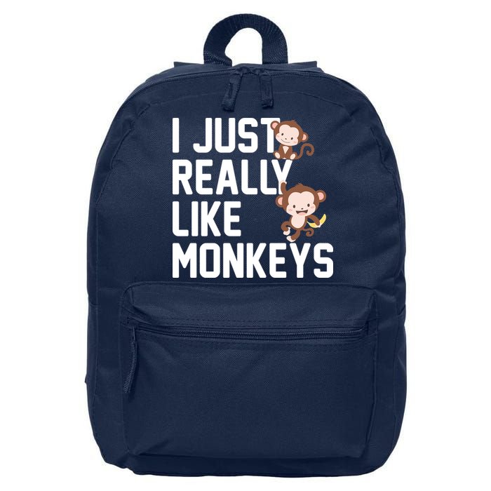 I Just Really Like Monkeys 16 in Basic Backpack