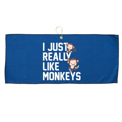 I Just Really Like Monkeys Large Microfiber Waffle Golf Towel