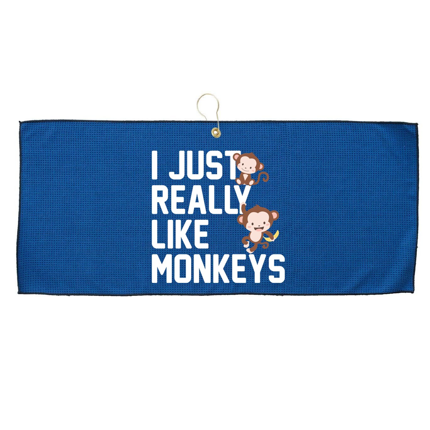 I Just Really Like Monkeys Large Microfiber Waffle Golf Towel