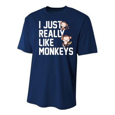 I Just Really Like Monkeys Youth Performance Sprint T-Shirt
