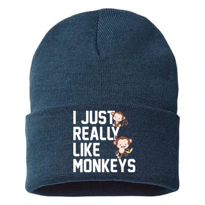 I Just Really Like Monkeys Sustainable Knit Beanie