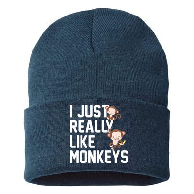 I Just Really Like Monkeys Sustainable Knit Beanie