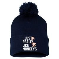 I Just Really Like Monkeys Pom Pom 12in Knit Beanie