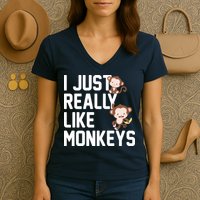 I Just Really Like Monkeys Women's V-Neck T-Shirt