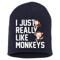 I Just Really Like Monkeys Short Acrylic Beanie