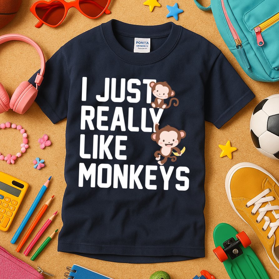 I Just Really Like Monkeys Kids T-Shirt