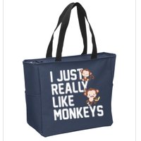 I Just Really Like Monkeys Zip Tote Bag