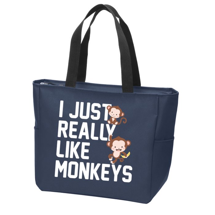 I Just Really Like Monkeys Zip Tote Bag