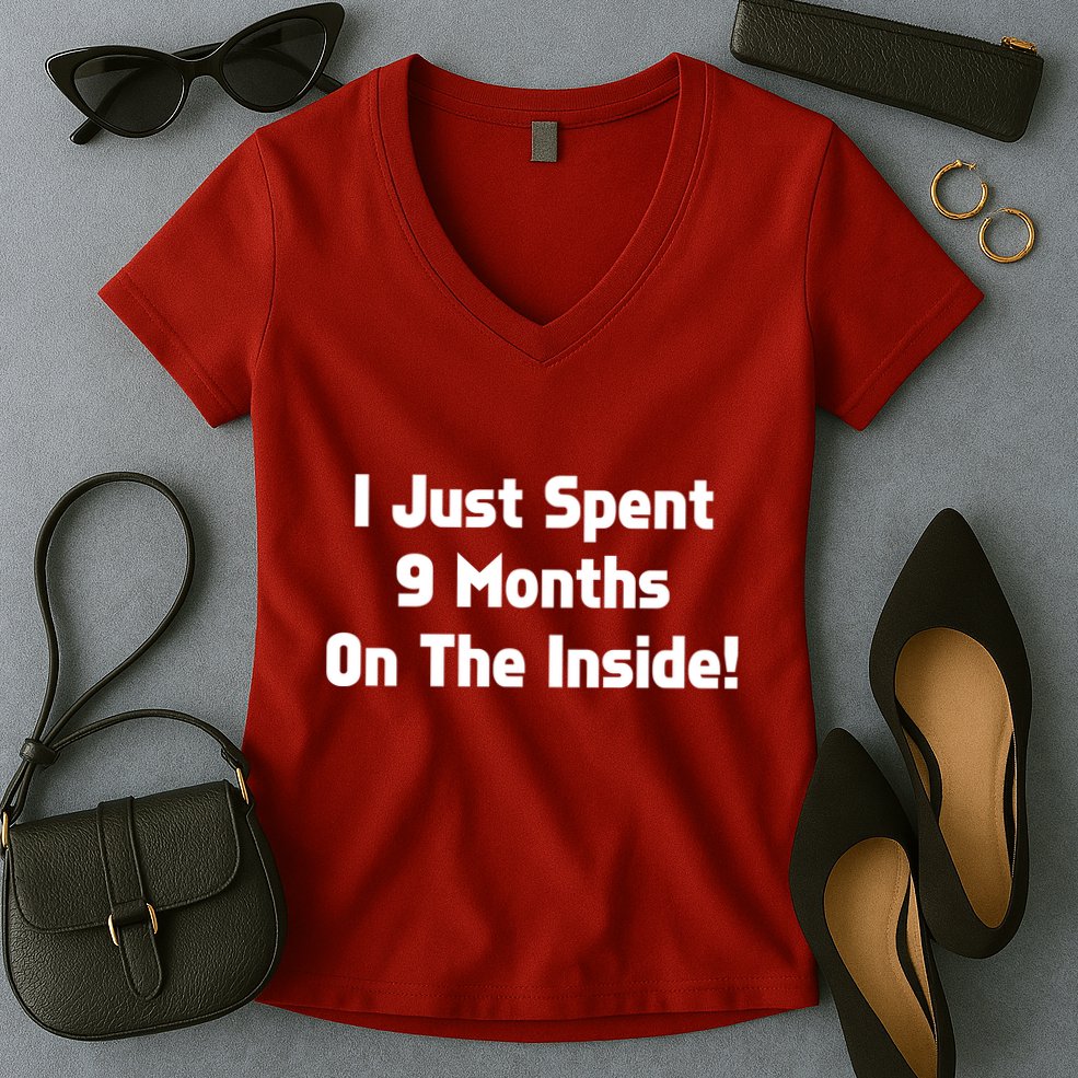 I Just Spent 9 Months on the Inside Women's V-Neck T-Shirt