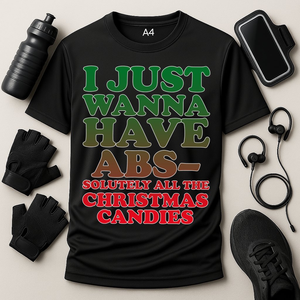 I Just Want Abs Christmas Candles Cooling Performance Crew T-Shirt
