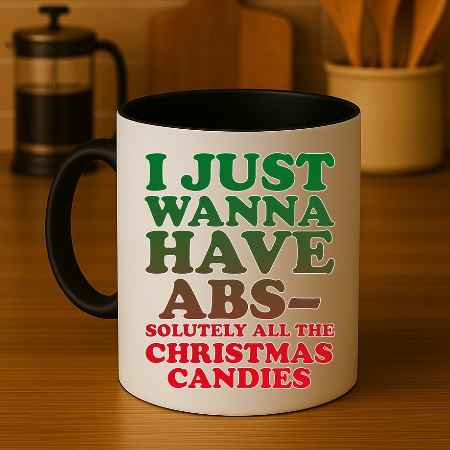 I Just Want Abs Christmas Candles Mug