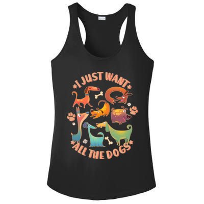 I Just Want All The Dogs Ladies PosiCharge Competitor Racerback Tank