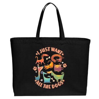 I Just Want All The Dogs Cotton Canvas Jumbo Tote