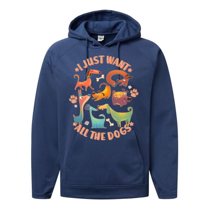 I Just Want All The Dogs Performance Fleece Hoodie