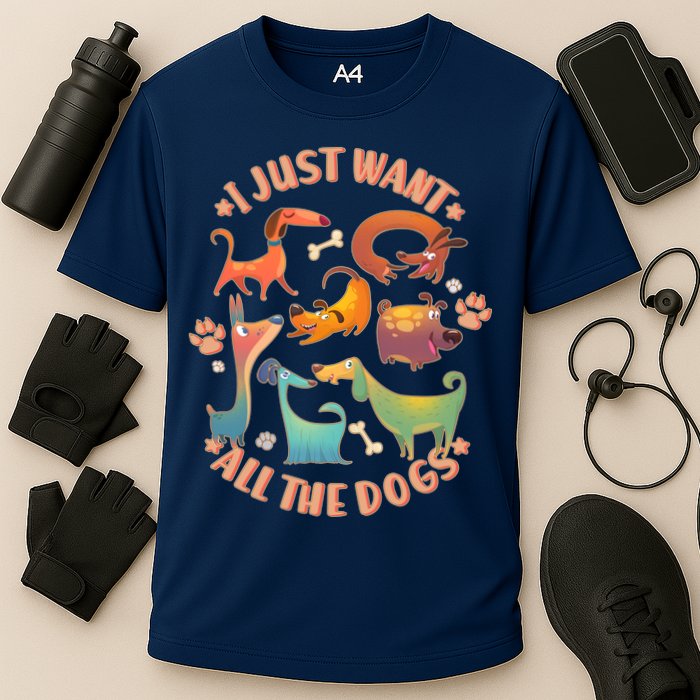 I Just Want All The Dogs Cooling Performance Crew T-Shirt