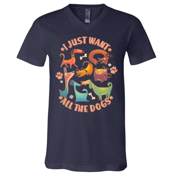 I Just Want All The Dogs V-Neck T-Shirt