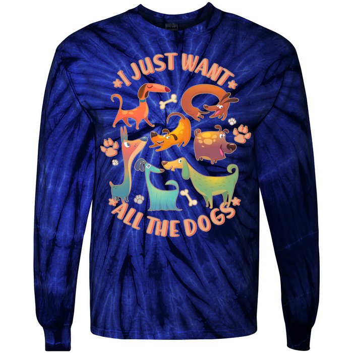 I Just Want All The Dogs Tie-Dye Long Sleeve Shirt