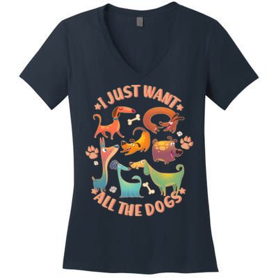 I Just Want All The Dogs Women's V-Neck T-Shirt