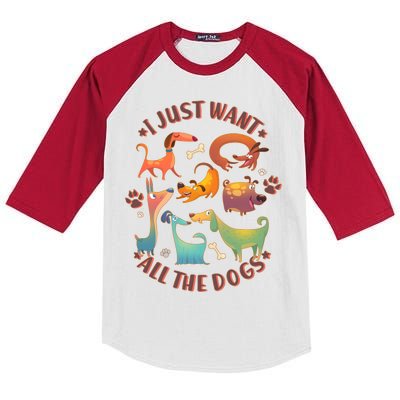 I Just Want All The Dogs Kids Colorblock Raglan Jersey