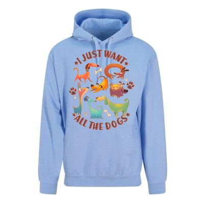 I Just Want All The Dogs Unisex Surf Hoodie