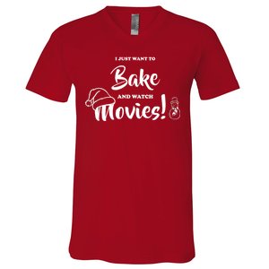 I Just Want To Bake And Watch Christmas Movies V-Neck T-Shirt