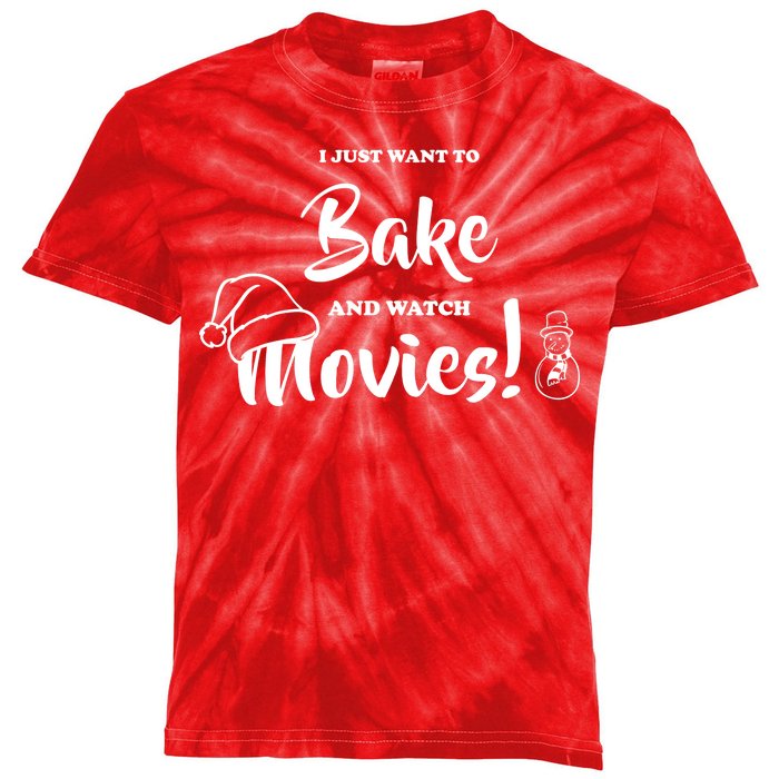 I Just Want To Bake And Watch Christmas Movies Kids Tie-Dye T-Shirt