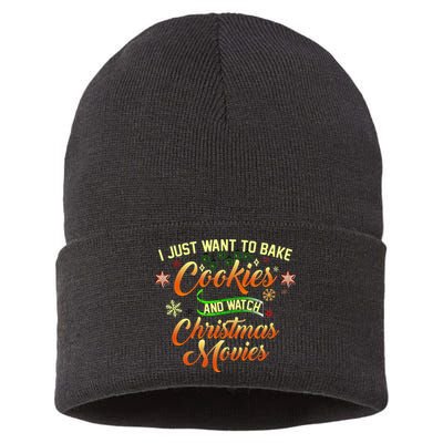 I Just Want To Bake Cookies And Watch Christmas Movies Sustainable Knit Beanie