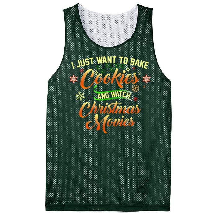 I Just Want To Bake Cookies And Watch Christmas Movies Mesh Reversible Basketball Jersey Tank