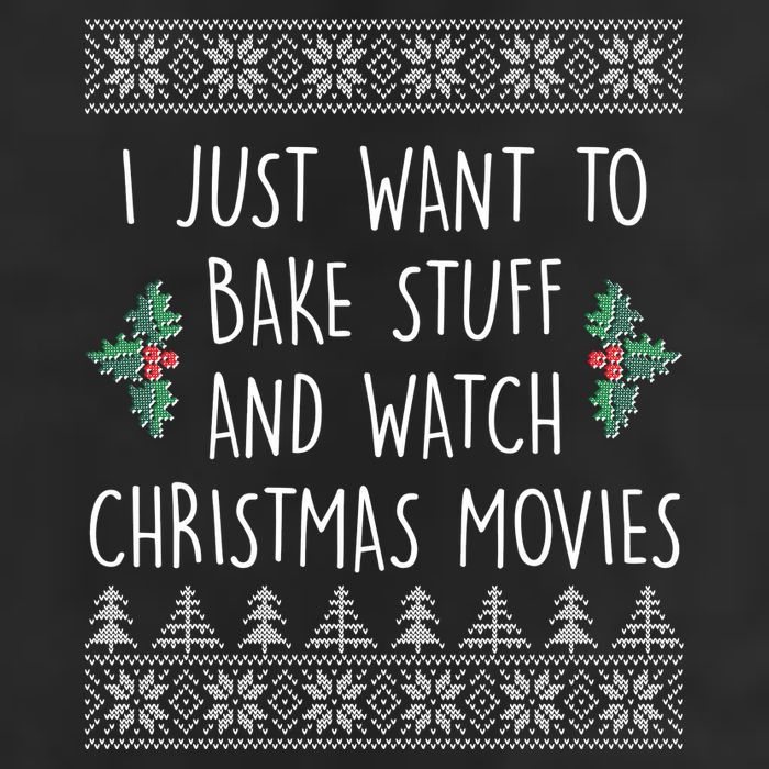 I Just Want To Bake Stuff And Watch Christmas Movies Ugly Sweater 7 Panel Mesh Trucker Snapback Hat