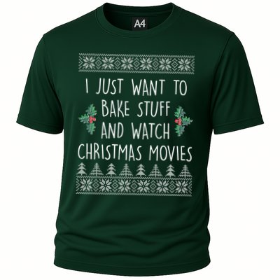 I Just Want To Bake Stuff And Watch Christmas Movies Ugly Sweater Performance Shirt
