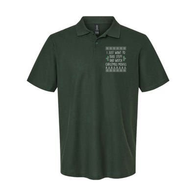 I Just Want To Bake Stuff And Watch Christmas Movies Ugly Sweater Softstyle Adult Sport Polo