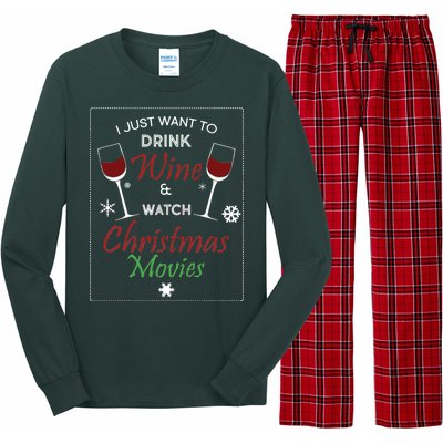 I Just Want To Drink Wine And Watch Christmas Movies Long Sleeve Pajama Set