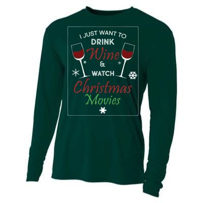 I Just Want To Drink Wine And Watch Christmas Movies Cooling Performance Long Sleeve Crew