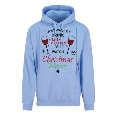 I Just Want To Drink Wine And Watch Christmas Movies Unisex Surf Hoodie